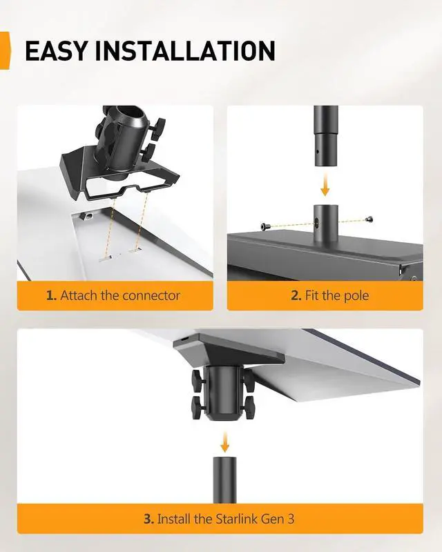Alt view image 6 of 7 - Perlegear Gen3 Starlink Mount,Adjustable Starlink Roof Mount Gen 3 with Durable Aluminum Alloy,Pre-Assembled,Stable Construction for Optimal Signal Reception