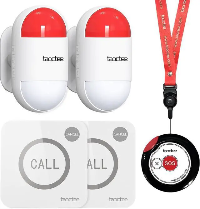 Main image of Strobe Siren Alarm Panic Button Lightweight and Compact Button with Lanyard - Remote Controlled Alarm Sound & Light Security System for Home & Business (Battery & USB)