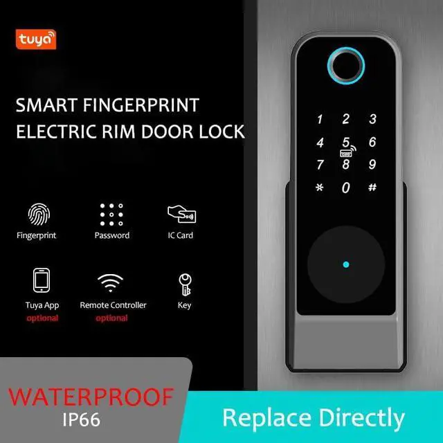 Alt view image 2 of 7 - Smart Keyless Entry Fingerprint Door Lock, Smart Anti-Theft Biometric Password Door Lock, Outdoor Courtyard Electronic Lock, 5 Modes Unlock, Remote Control with Tuya APP, IP66 Waterproof