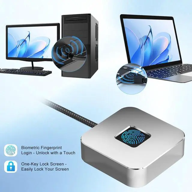 Alt view image 2 of 7 - PUSOKEI Desktop USB Fingerprint Reader for Wins 10/11 Hello, Biometric Fingerprint Scanner PC Dongle, 360 Touch & Fast Biometric Matching, USB Security Key for File Encryption (Silver)
