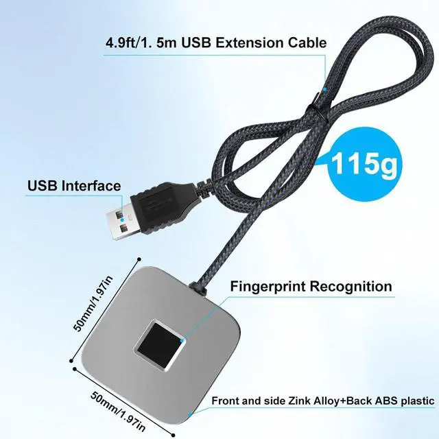 Alt view image 5 of 7 - PUSOKEI Desktop USB Fingerprint Reader for Wins 10/11 Hello, Biometric Fingerprint Scanner PC Dongle, 360 Touch & Fast Biometric Matching, USB Security Key for File Encryption (Silver)