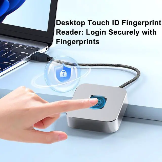 Alt view image 6 of 7 - PUSOKEI Desktop USB Fingerprint Reader for Wins 10/11 Hello, Biometric Fingerprint Scanner PC Dongle, 360 Touch & Fast Biometric Matching, USB Security Key for File Encryption (Silver)