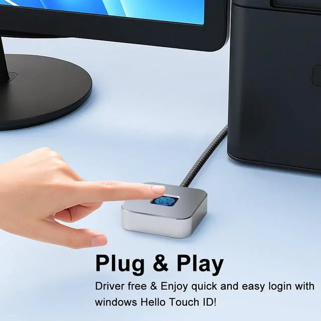 Alt view image 4 of 7 - PUSOKEI Desktop USB Fingerprint Reader for Wins 10/11 Hello, Biometric Fingerprint Scanner PC Dongle, 360 Touch & Fast Biometric Matching, USB Security Key for File Encryption (Silver)