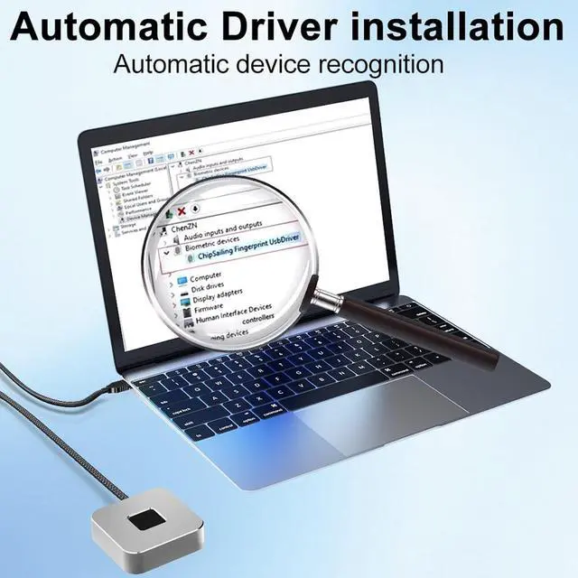 Alt view image 7 of 7 - PUSOKEI Desktop USB Fingerprint Reader for Wins 10/11 Hello, Biometric Fingerprint Scanner PC Dongle, 360 Touch & Fast Biometric Matching, USB Security Key for File Encryption (Silver)