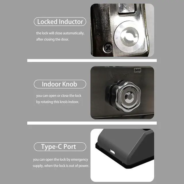 Alt view image 7 of 7 - Smart Keyless Entry Fingerprint Door Lock, Smart Anti-Theft Biometric Password Door Lock, Outdoor Courtyard Electronic Lock, 5 Modes Unlock, Remote Control with Tuya APP, IP66 Waterproof