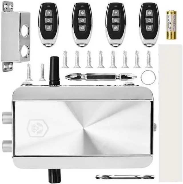 Main image of Remote Controlled Electronic with 4 Button Keypad Theft Mechanical Lock System for Interior Doors and Gates Silver