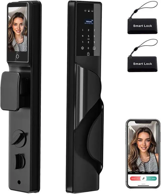 Main image of Dalm Vein Smart Lock, 3D Facial Recognition for Keyless Entry, Fingerprint, Ic Card, Tuya App, Wi-Fi, Auto-Lock, Voice Control,Rear Lock Video ScreenAluminum Alloy Construction
