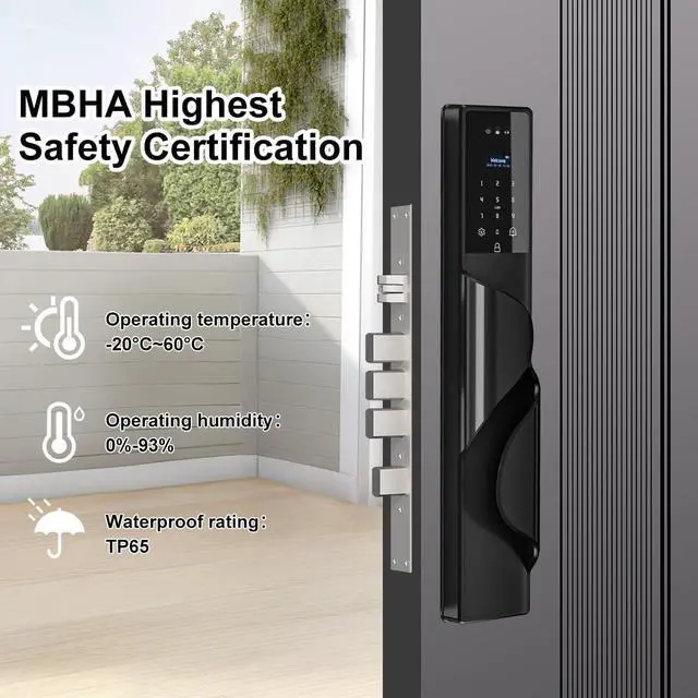 Alt view image 4 of 7 - Dalm Vein Smart Lock, 3D Facial Recognition for Keyless Entry, Fingerprint, Ic Card, Tuya App, Wi-Fi, Auto-Lock, Voice Control,Rear Lock Video ScreenAluminum Alloy Construction