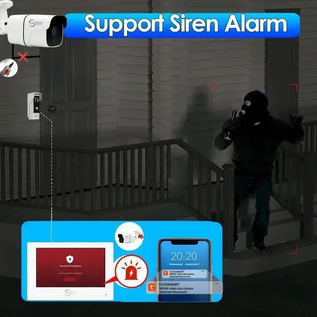 Alt view image 2 of 7 - ANJIELO SMART Wired Video Intercom System,WiFi 1080P 7 Inch Color Touch Monitor,Video Intercom System Doorbell Camera with Motion Detection,Anti-Tamper Alarm,Night Vision (1 Doorbell+1 Monitor)