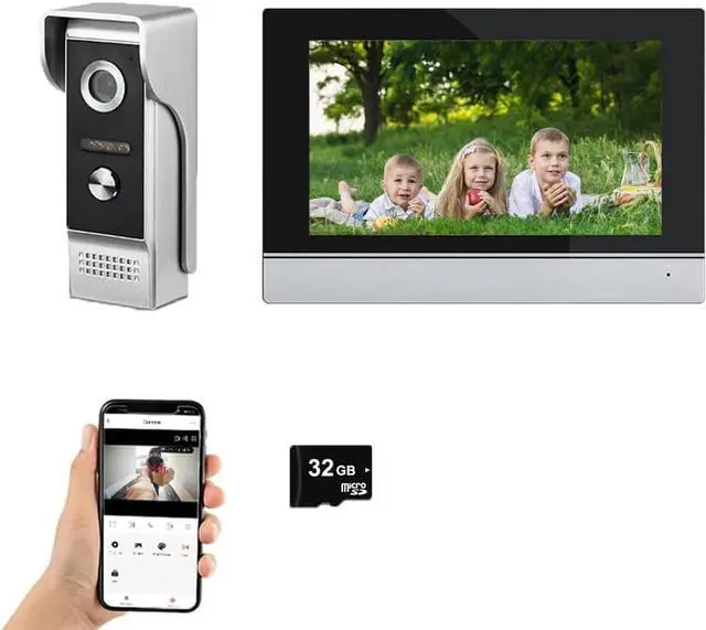 Main image of ANJIELO SMART Wired Video Intercom System,WiFi 1080P 7 Inch Color Touch Monitor,Video Intercom System Doorbell Camera with Motion Detection,Anti-Tamper Alarm,Night Vision (1 Doorbell+1 Monitor)