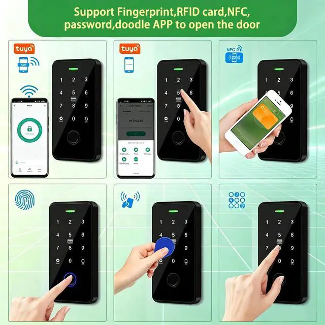 Alt view image 6 of 7 - WiFi TUYA Access Control System KitWaterproof RFID Keypad Fingerprint Biometrics, 600lbs Magnetic Lock, Power Supply, Exit Button & 10 Key Fobs All-in-One for Home/Office/Apartment