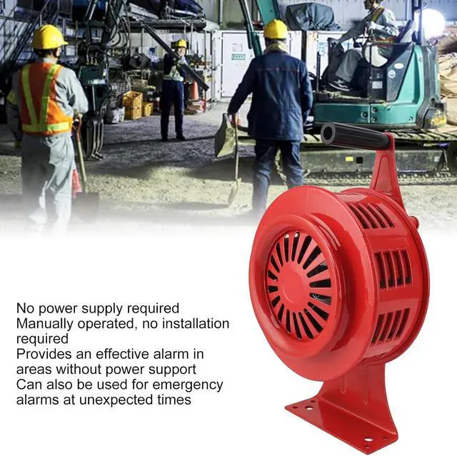 Alt view image 2 of 7 - EBTOOLS Hand Crank Siren 125dB Loud Adjustable Volume for Emergency, Aluminum Alloy Manual Operated Sound Alarm for Factories, Homes, Schools, Flood Control (Red)