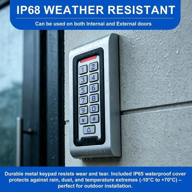 Alt view image 5 of 7 - All-in-One Access Control System Kit-IP68 Waterproof Metal Keypad, 350lb Magnetic Lock Fail-Safe, 12V 3A Power Supply,Exit Button & 10 RFID Key Fobs for Office,Warehouse, Garage Door Security