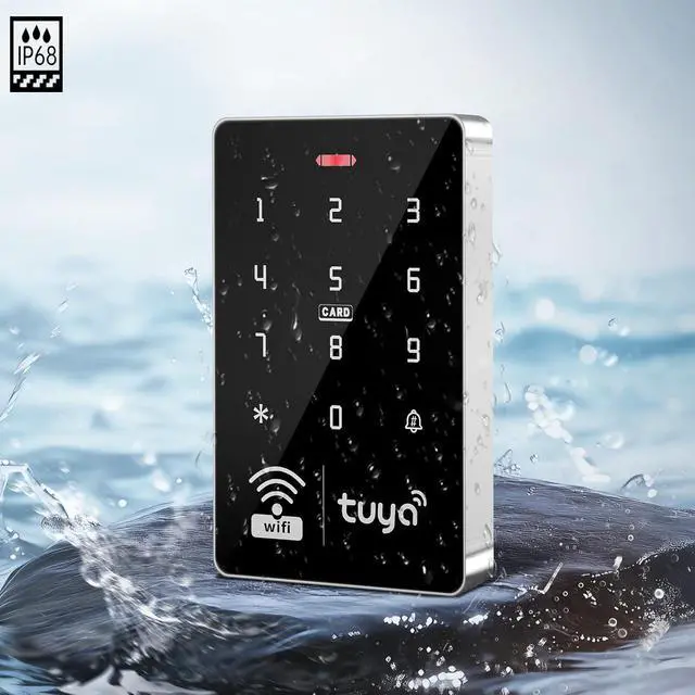 Alt view image 5 of 7 - WiFi Tuya Smart Access Control System Kit,IP68 Waterproof RFID Keypad+280kg/600lbs Magnetic Lock, DC12V 5A Power Supply,13.56MHz 10pcs IC Key Fobs, 2 Remote Controllers,Infrared Exit Button+Doorbell