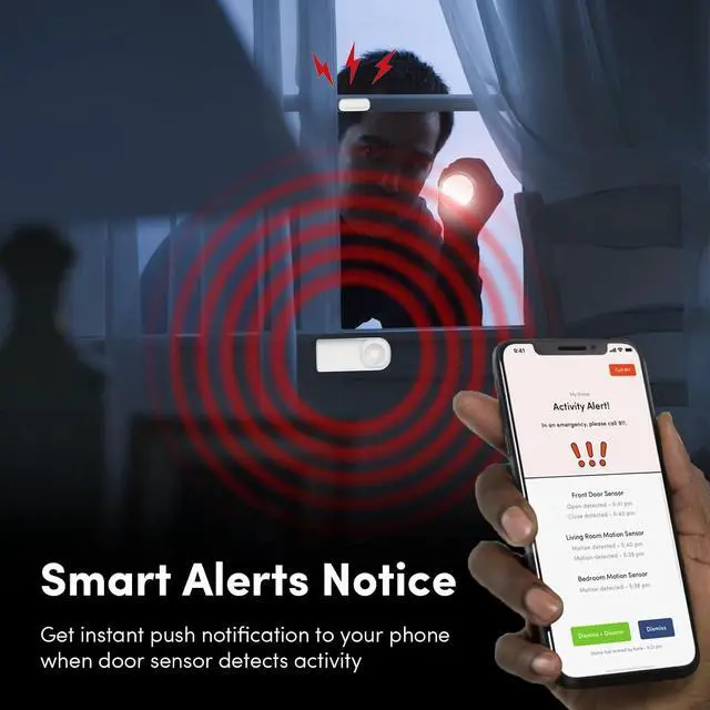 Alt view image 4 of 7 - Kangaroo Motion + Door & Window Detector,Dual Detection Security Sensor,Base on Wi-Fi,No Hub Required,Sends Alerts to Phone,Battery Power,Easy Installation. (3 Pack)