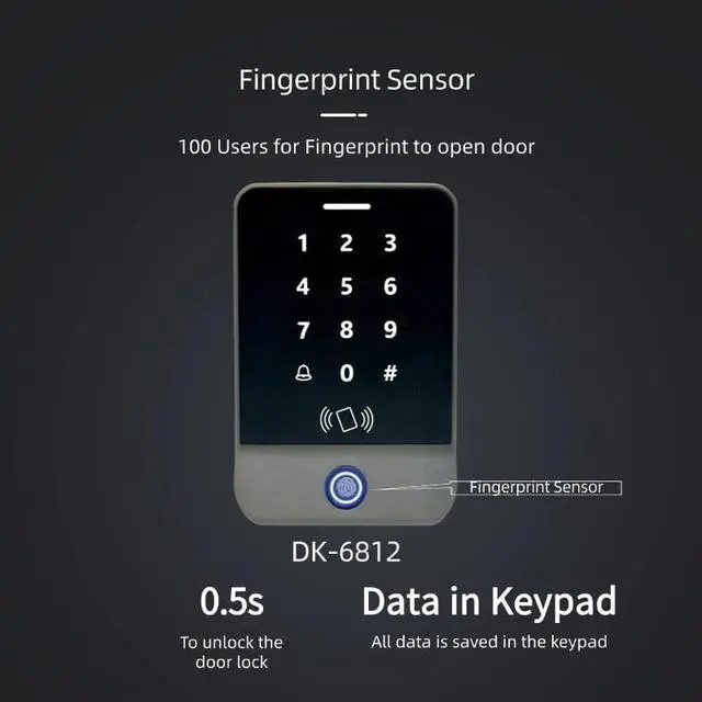 Alt view image 3 of 5 - APO DK-6812 TCP/IP Access Control Keypad with Mifare Card & Fingerprint Reader, with Access Record, Alarm Report, 1000 Users, Data Saved Inside the keypad