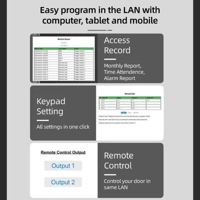 Alt view image 4 of 5 - APO DK-6812 TCP/IP Access Control Keypad with Mifare Card & Fingerprint Reader, with Access Record, Alarm Report, 1000 Users, Data Saved Inside the keypad