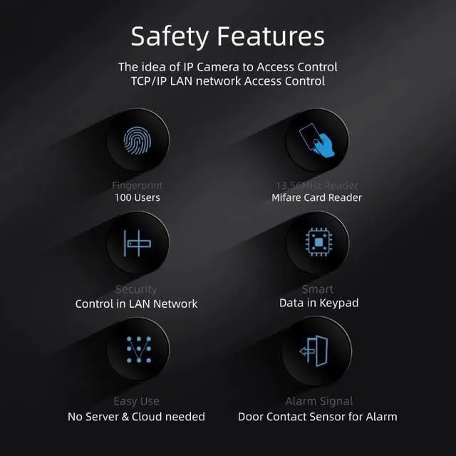 Alt view image 2 of 5 - APO DK-6812 TCP/IP Access Control Keypad with Mifare Card & Fingerprint Reader, with Access Record, Alarm Report, 1000 Users, Data Saved Inside the keypad