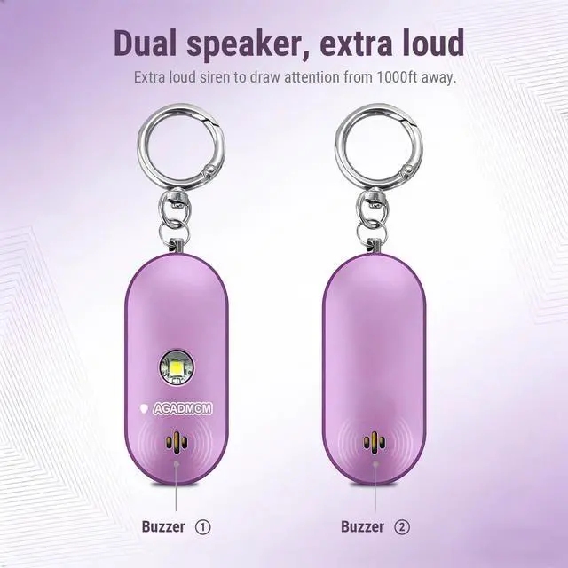 Alt view image 3 of 7 - Personal Safety Alarm, 130dB Dual-Sided Speakers, Lightweight Aluminum Alloy, Loud Emergency Self Defense Alarm with LED Light for Women, Kids & Seniors (Metallic Lavender Purple)