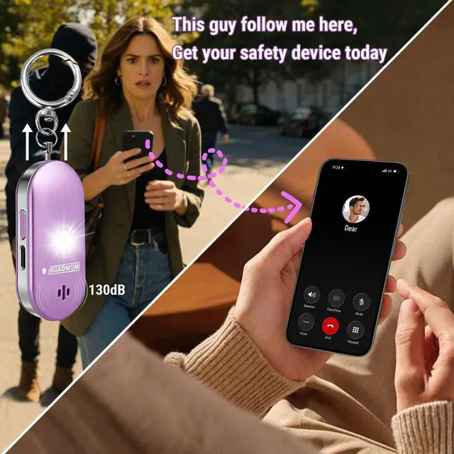 Alt view image 5 of 7 - Personal Safety Alarm, 130dB Dual-Sided Speakers, Lightweight Aluminum Alloy, Loud Emergency Self Defense Alarm with LED Light for Women, Kids & Seniors (Metallic Lavender Purple)