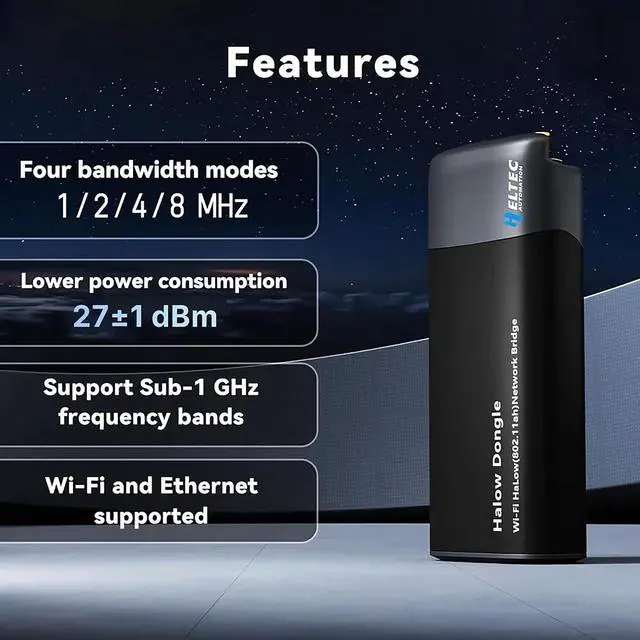Alt view image 6 of 7 - Heltec Wi-Fi HaLow Dongle V2 27dBm 1-2KM Ultra-Long-Range USB Type-C Low Power Consumption Wireless Network Bridge IEEE 802.11ah 902-928MHz Supported Wi-Fi and Ethernet (STA Mode)