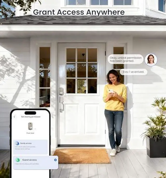 Alt view image 7 of 7 - Veise VE017+VE017-D Fingerprint Smart Door Lock, App Control, 8-in-1 Keyless Entry, Auto Lock, Emergency Power Port, Electronic Touchscreen Keypad, Biometric Smart Locks for Front Door, Satin Nickel