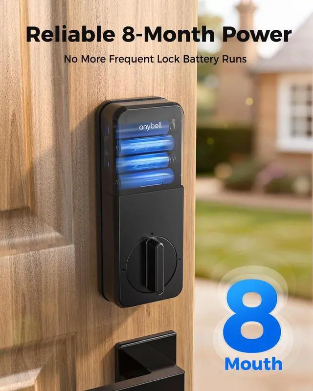 Alt view image 7 of 7 - Smart Door Lock, ANYBELL Keyless Entry Door Lock Fingerprint with Keypad Smart Deadbolt for Home, Rental, Office and Hotel TUYA Remote Control, Black