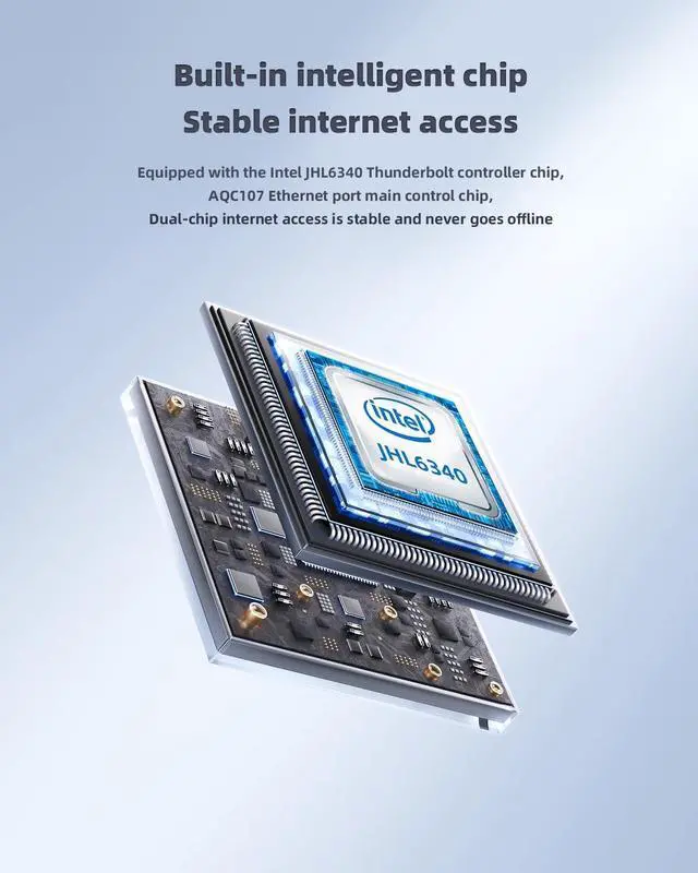 Alt view image 2 of 7 - USB C to 10Gbps Ethernet Adapter, Thunderbolt 3/4 Type-C to RJ45 10Gigabit Network Card with Intel JHL6340 & AQC107 Chip, Built-in Cooling Fan,for MacBook, Laptop, PS5, LAN Converter
