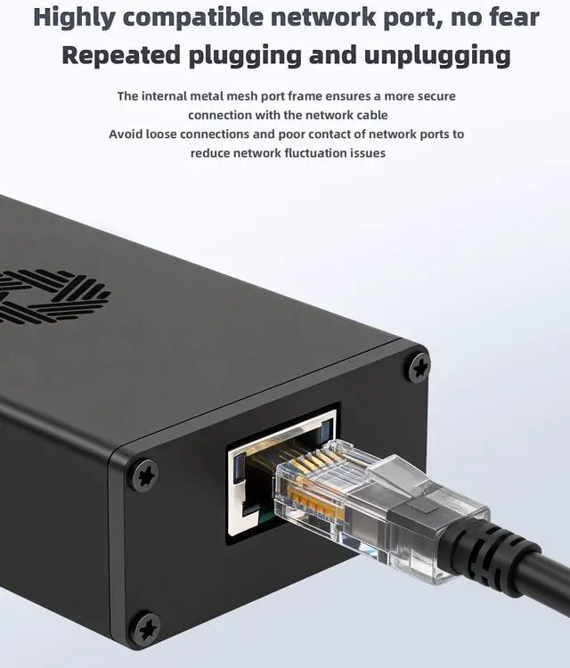 Alt view image 3 of 7 - USB C to 10Gbps Ethernet Adapter, Thunderbolt 3/4 Type-C to RJ45 10Gigabit Network Card with Intel JHL6340 & AQC107 Chip, Built-in Cooling Fan,for MacBook, Laptop, PS5, LAN Converter