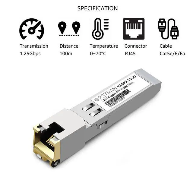Alt view image 2 of 7 - 1000BASE-T SFP RJ45 Copper Transceiver Module Compatible with Juniper QFX-SFP-1GE-T SRX-SFP-1GE-T EX-SFP-1GE-T 100m Cat5e/6 4 Pack