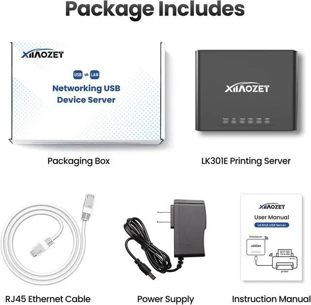 Alt view image 7 of 7 - LK301E Gigabit USB3.0 Device Server, 3-Port USB Hub