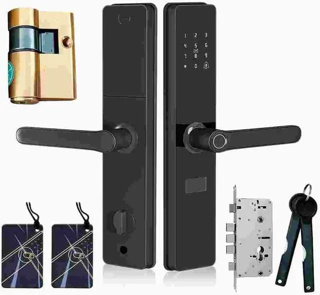 Main image of KEPEAK Fingerprint Smart Lock with 2 Lever Handle Set, App Control, Keyless Entry Front Door Lock Set, Electronic Digital Touchscreen Keypad, Auto Lock, Secure Home Access
