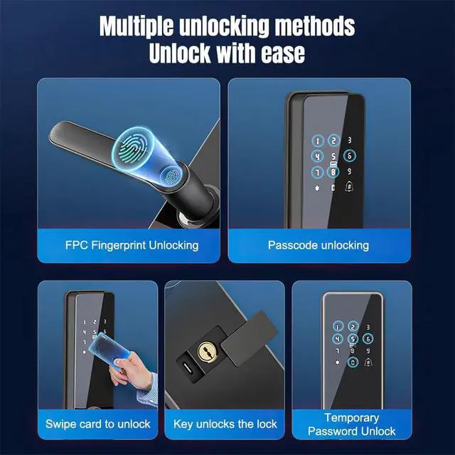 Alt view image 3 of 7 - KEPEAK Fingerprint Smart Lock with 2 Lever Handle Set, App Control, Keyless Entry Front Door Lock Set, Electronic Digital Touchscreen Keypad, Auto Lock, Secure Home Access