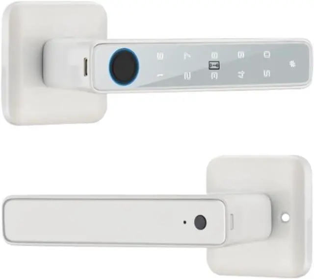 Main image of Fingerprint Locks Fingerprint Smart Door Lock with Handle Biometric Keyless Entry Front Door Lock for Home Hotel Office Bedroom(White)