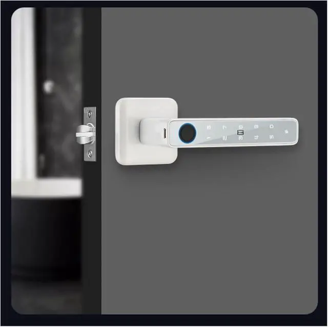 Alt view image 6 of 7 - Fingerprint Locks Fingerprint Smart Door Lock with Handle Biometric Keyless Entry Front Door Lock for Home Hotel Office Bedroom(White)