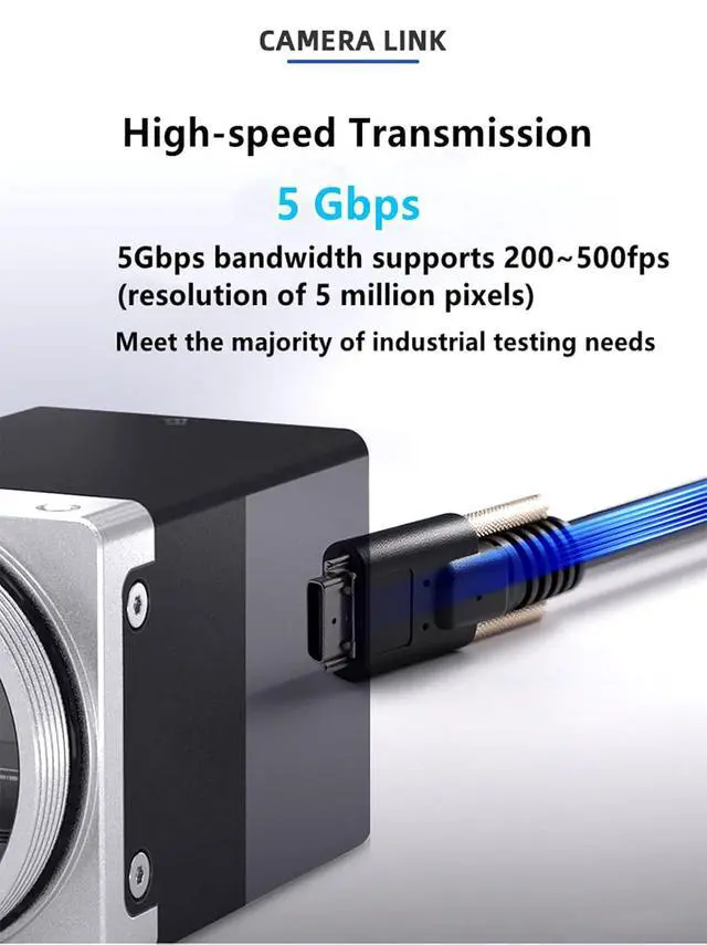 Alt view image 2 of 7 - CameraLink Cable - SDR Male Straight to SDR Male Side 90 Degree 26P with Screw Small Head Data Cable for Industrial Cameras 3 Meter