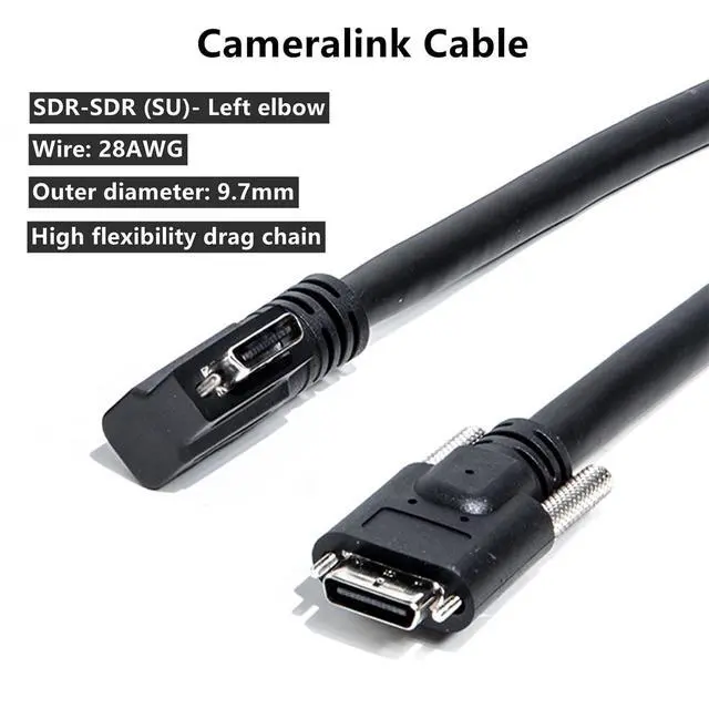 Alt view image 4 of 7 - CameraLink Cable - SDR Male Straight to SDR Male Side 90 Degree 26P with Screw Small Head Data Cable for Industrial Cameras 3 Meter