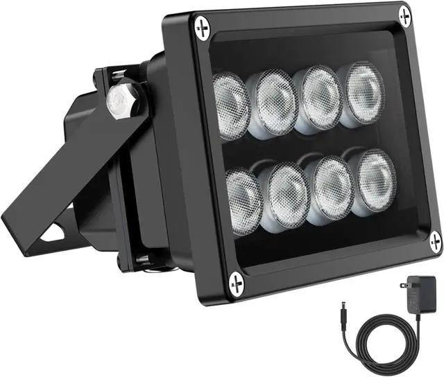 Alt view image 2 of 7 - Univivi IR Illuminators for Security Camera with Power Adapter 850nm Infrared Illuminator 90 Degree Wide Angle 8-LEDs& 15-LED IR Infrared Light for Security Cameras