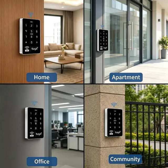 Alt view image 7 of 7 - WiFi Tuya Access Control Kit,IP68 Waterproof Keypad, Dual Frequency,180KG Magnetic Lock, DC12V Power Supply, Exit Button, 15 ID Key Fobs for Home, Office, Garage