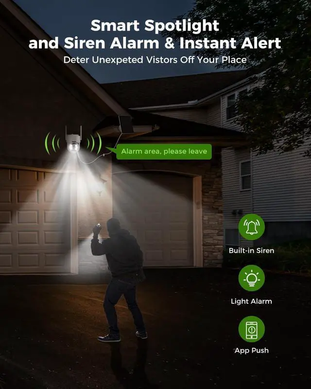 Alt view image 5 of 7 - Solar Security Cameras Wireless Outdoor System, 4PCS 4MP Battery Operated Cameras, PTZ 360° View, PIR Motion Detection, Color Night Vision, IP66, 2-Way Audio, 2.4G WiFi, 10" LCD Monitor