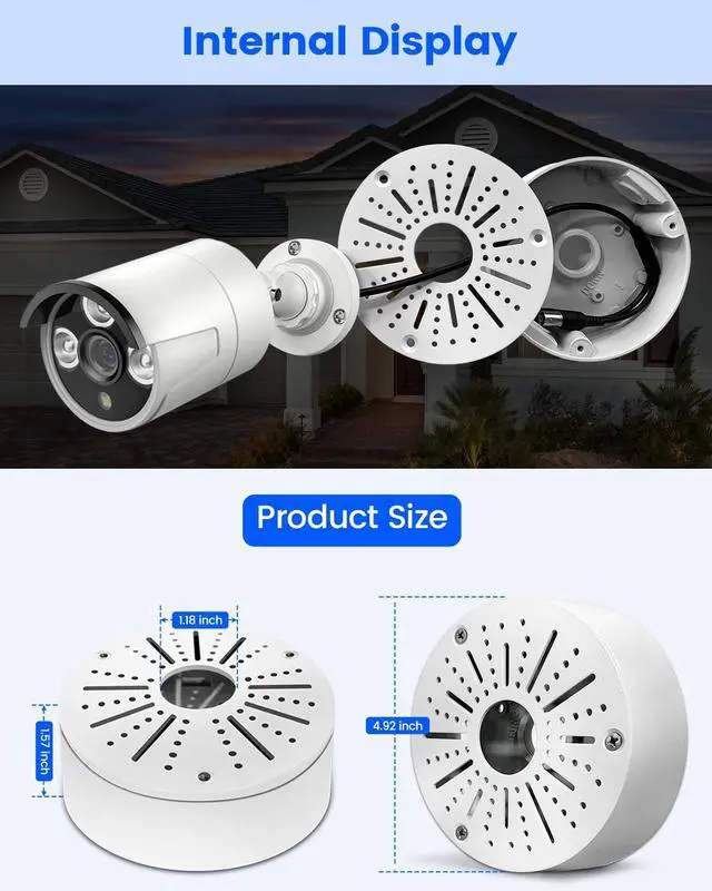 Alt view image 7 of 7 - Universal Security Camera Junction Box, Metal Cable Management Enclosure
