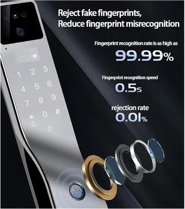 Alt view image 2 of 6 - smart Lock Face Recognition Smart Lock Biometric Digital Keyless Entry Door Lock Video Doorbell, for Home and Office