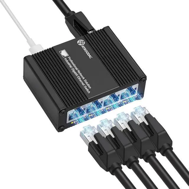 Main image of 5 Port Gigabit PoE Passthrough Switch, 1 in 4 Out PoE Extender