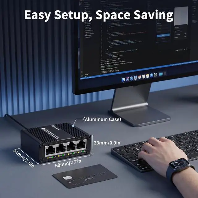 Alt view image 6 of 7 - 5 Port Gigabit PoE Passthrough Switch, 1 in 4 Out PoE Extender