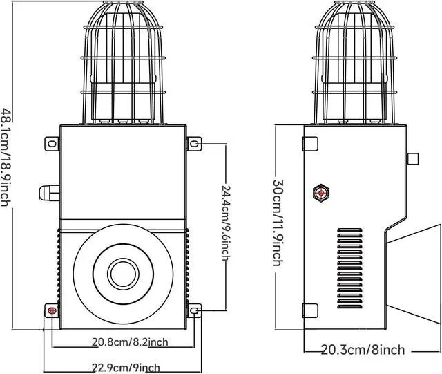 Alt view image 7 of 7 - Industrial Siren Alarm 130db IP65 Waterproof Outdoor Loud Horn Indoor 150W Emergency Security Self-Contained Siren with Strobe Light AC220V SLA-900M
