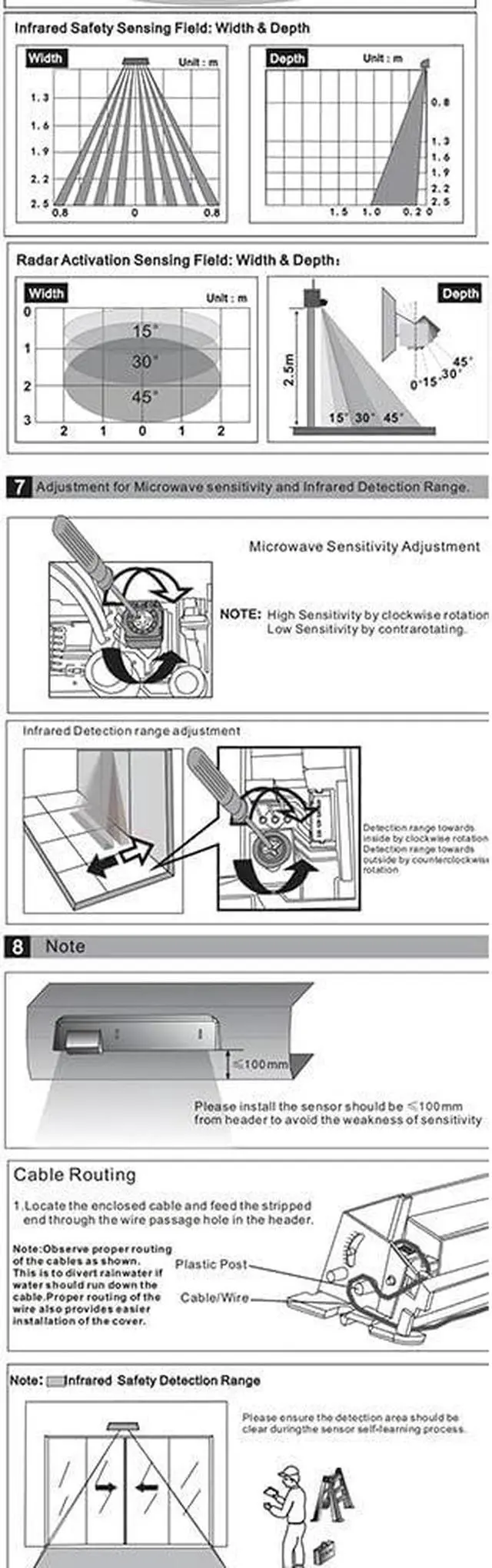 Alt view image 3 of 7 - Multi-Purpose 2 in 1 Door Sensor for Door Opener Infrared Safety and Radar Safety Sensor for Automatic Door Easy to Use (Silver)