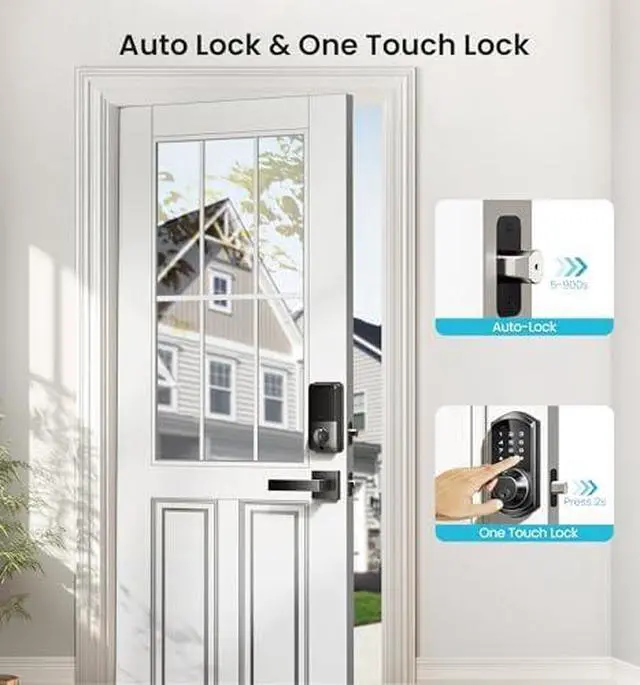Alt view image 5 of 6 - Veise VE07L-RZ06B Smart Front Door Lock Set