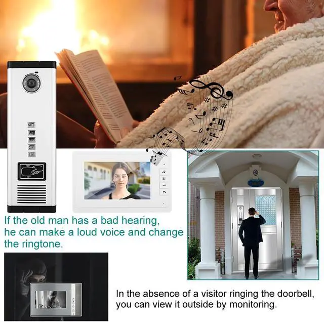 Alt view image 2 of 7 - SUNGOOYUE Video Intercom Doorbell Camera HD Infrared One Camera Five Monitor System White Metal US Plug EU Plug UK Plug AU Plug IR Smart Doorbell Home Security (US Plug), SUNGOOYUE6gv2mu1f8a-01