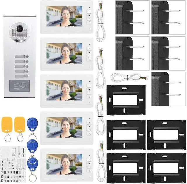 Alt view image 5 of 7 - SUNGOOYUE Video Intercom Doorbell Camera HD Infrared One Camera Five Monitor System White Metal US Plug EU Plug UK Plug AU Plug IR Smart Doorbell Home Security (US Plug), SUNGOOYUE6gv2mu1f8a-01
