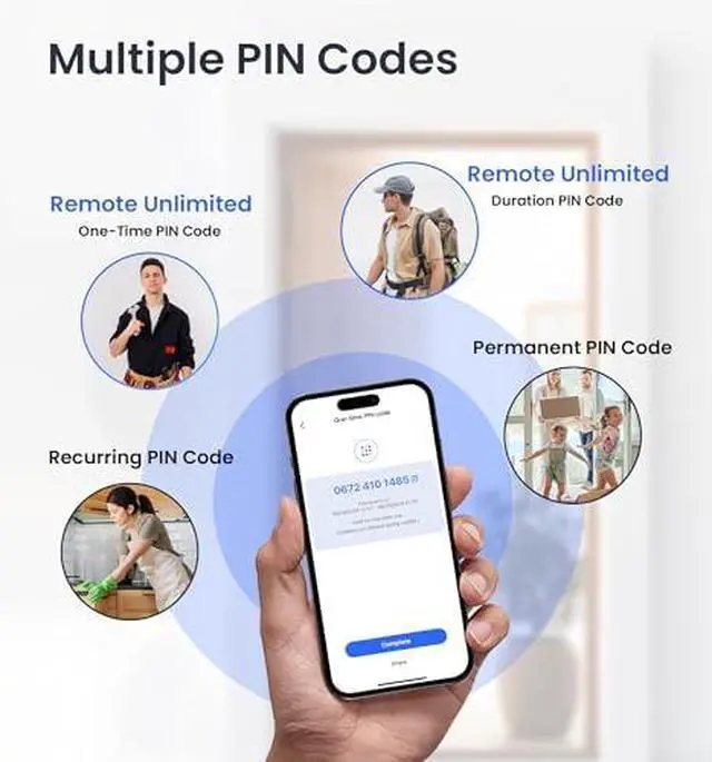Alt view image 4 of 4 - Veise Fingerprint Smart Front Door Lock Set, App Control